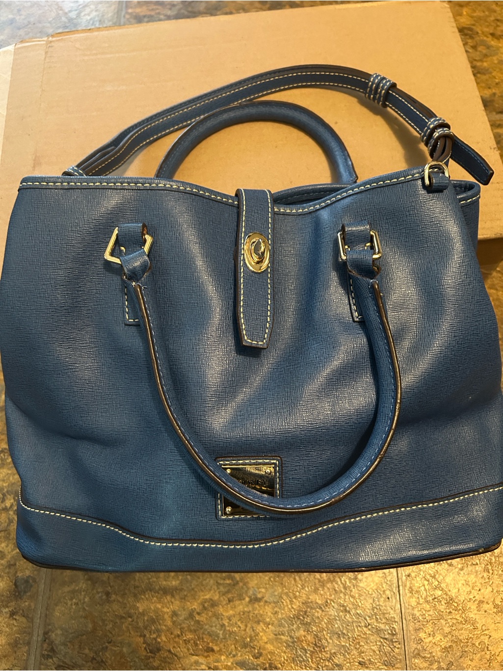Dooney & Bourke Blue Shoulder Bag With Red Interior